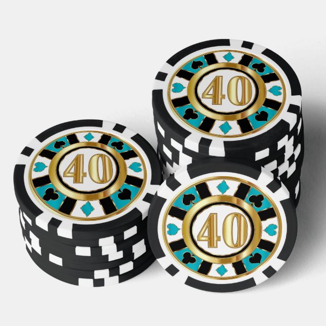 Lot De Jeton De Poker 40 Turquoise Casino Chip Las Vegas (Empiler)