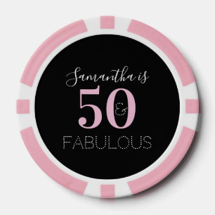 Lot De Jeton De Poker 50e fête d'anniversaire 50 et fabuleux Black Pink