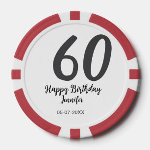 Lot De Jeton De Poker 60e anniversaire ajouter nom date année noire modè