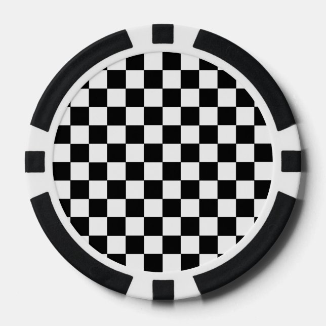 Lot De Jeton De Poker à damiers noir et blanc (Recto)