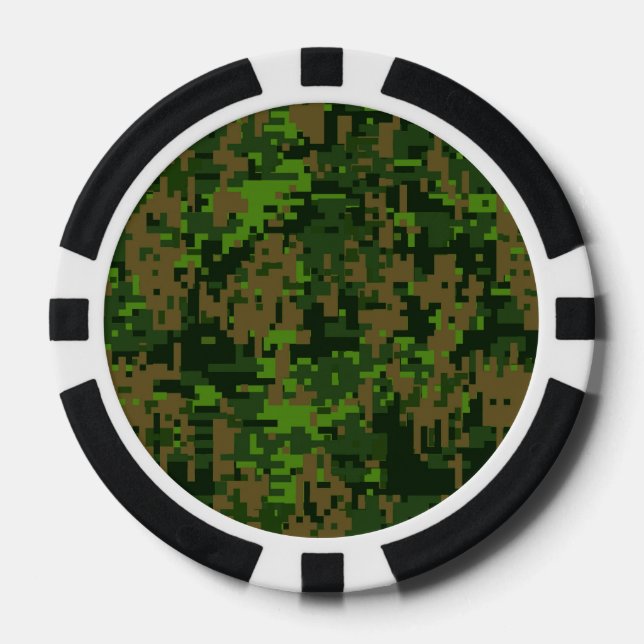 Lot De Jeton De Poker Accent Camouflage numérique de style Woodland (Recto)