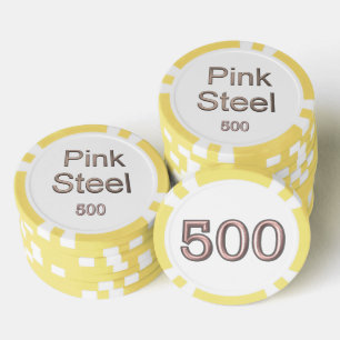 Lot De Jeton De Poker Acier rose blanc jaune 500 puce de poker rayé