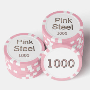 Lot De Jeton De Poker Acier rose blanc rose 1000 puce de poker rayé
