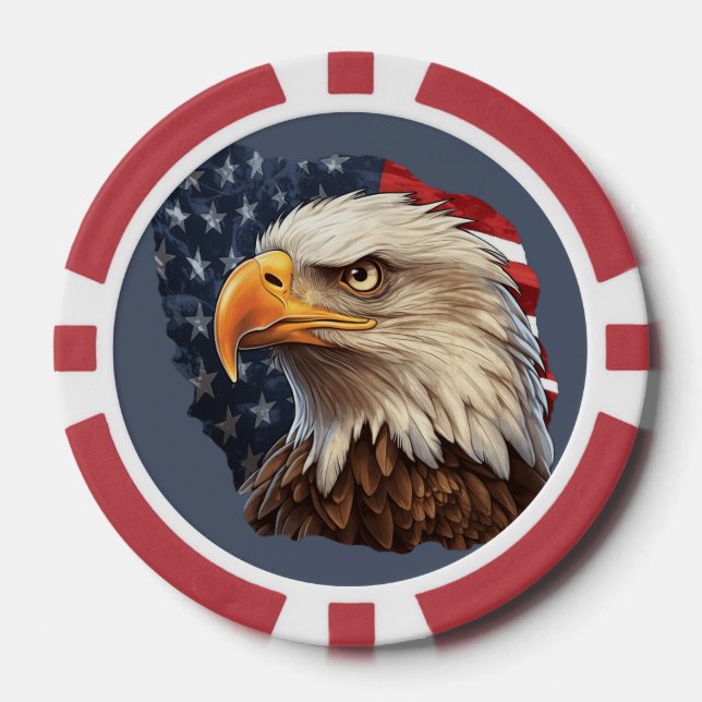 Lot De Jeton De Poker Aigle à drapeau américain (Recto)