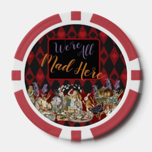 Lot De Jeton De Poker Alice Aventures avec le Chat de Cheshire Fou de Wo