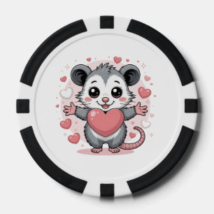 Lot De Jeton De Poker Amour et amitié de l'opossum Mignon animal cœur De