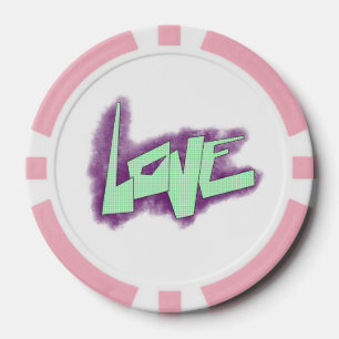 Lot De Jeton De Poker amour graffiti menthe violet vert typographie poin