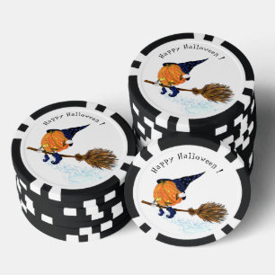 Lot De Jeton De Poker Amusant Halloween sorcier Citrouille Flying Poker