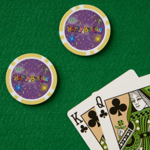 Lot De Jeton De Poker Amusant Joyeux Anniversaire Confetti