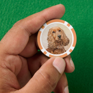 Lot De Jeton De Poker Anglais Cocker Peinture Espagnole - Art Chien orig