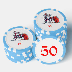 Lot De Jeton De Poker Angry Père Noël bleu clair 50 puce de poker rayé