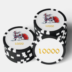 Lot De Jeton De Poker Angry Père Noël noir or 10000 puce de poker rayé