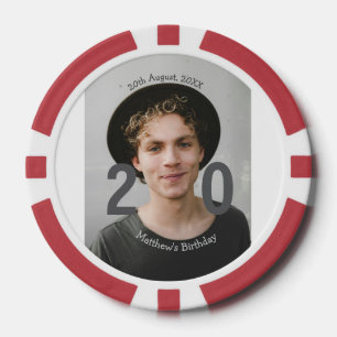 Lot De Jeton De Poker anniversaire 20 ans ajoutez nom photo date homme b