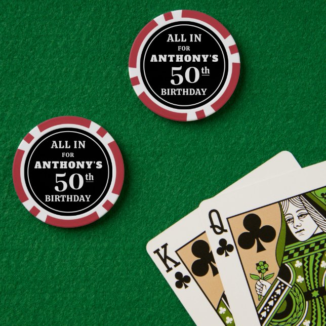 Lot De Jeton De Poker Anniversaire Casino Poker Thème Personnalisé Perso (Table de poker (double))