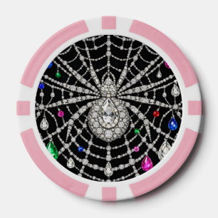 Lot De Jeton De Poker Araignée glamouruse design diamant orné de bijoux