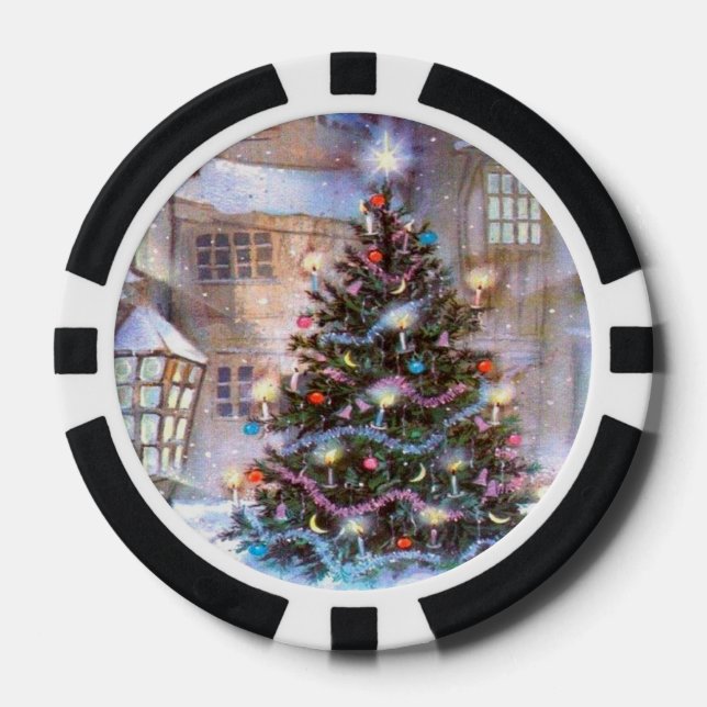 Lot De Jeton De Poker Arbre de Noël Vintage (Recto)