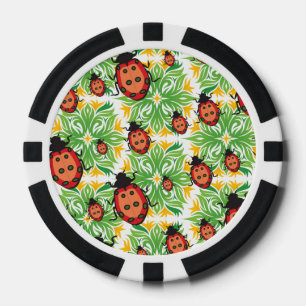 Lot De Jeton De Poker arrière - plan vert ladybug