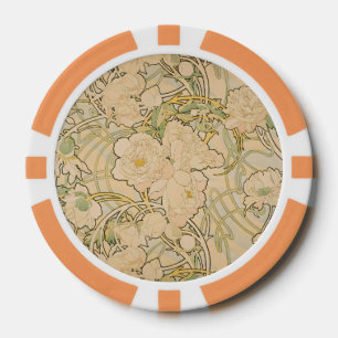 Lot De Jeton De Poker Art botanique de jardin de fleurs de pivoine Mucha