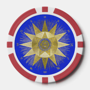 Lot De Jeton De Poker Art d'astrologie de la gerbe de soleil dorée mysti