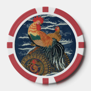 Lot De Jeton De Poker Art japonais vintage coq poule dragon