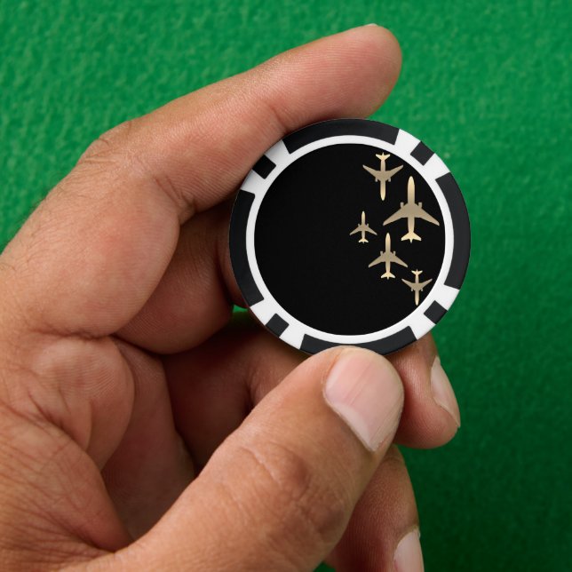 Lot De Jeton De Poker Avions Gold (main)