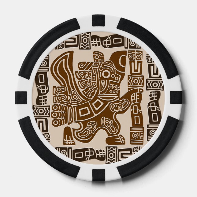 Lot De Jeton De Poker Aztec Eagle Guerrier Tribal Art antique (Recto)