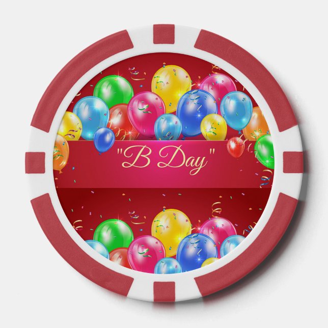 Lot De Jeton De Poker B Day Birthday Setup (A bright balloon filled poker chip design that brings a fresh modern twist to birthday party games. )