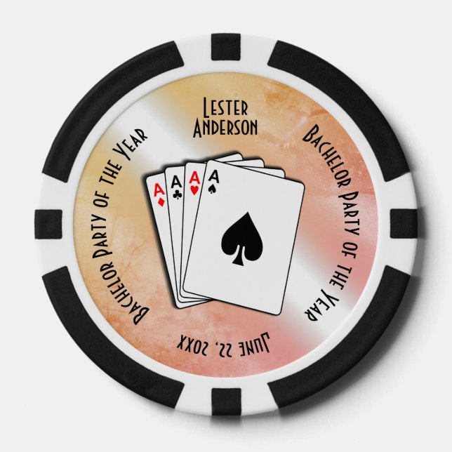 Lot De Jeton De Poker Bachelor Party Custom Memento Peach Touch (Recto)
