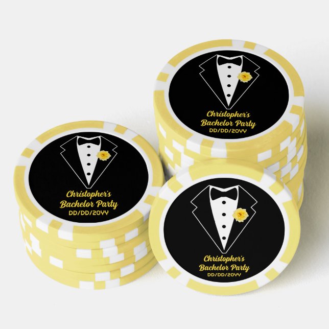 Lot De Jeton De Poker Bachelor Party Poker noir Tuxedo Rose jaune (Empiler)