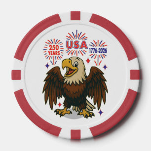 Lot De Jeton De Poker Bald Eagle avec Fireworks - USA 250 ans 1776-2026