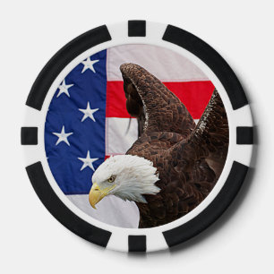 Lot De Jeton De Poker Bald Eagle avec le drapeau américain