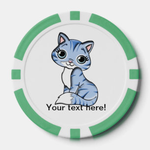 Lot De Jeton De Poker Bande dessinée mignonne de chat bleu