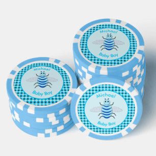 Lot De Jeton De Poker Bébé Bleu mignon Bee Bee Personnalisé