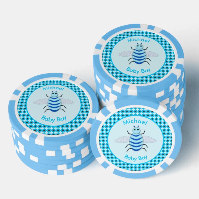 Lot De Jeton De Poker Bébé Bleu mignon Bee Bee Personnalisé (Empiler)