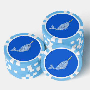 Lot De Jeton De Poker Bébé bleu mignon garçon Narwhal