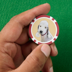 Lot De Jeton De Poker Bedlington Terrier Peinture - Art Chien original