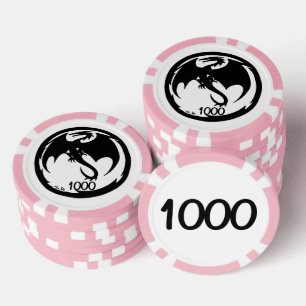 Lot De Jeton De Poker Black Dragon blanc rose 1000 puce de poker rayé