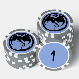 Lot De Jeton De Poker Black Dragon bleu gris 1 puce de poker rayé