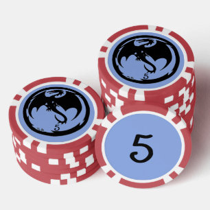 Lot De Jeton De Poker Black Dragon bleu rouge 5 puce de poker rayé