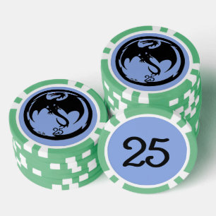 Lot De Jeton De Poker Black Dragon bleu vert 25 puce de poker rayé