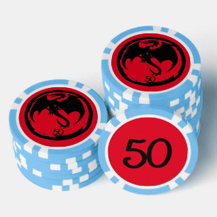 Lot De Jeton De Poker Black Dragon rouge lt bleu 50 puce de poker rayé