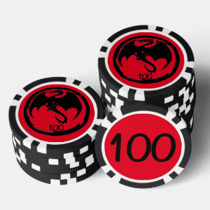 Lot De Jeton De Poker Black Dragon rouge noir 100 puce de poker rayé