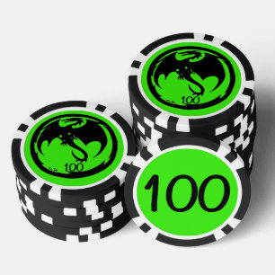 Lot De Jeton De Poker Black Dragon vert noir 100 puce de poker rayé