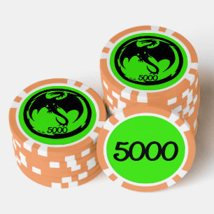 Lot De Jeton De Poker Black Dragon vert orange 5000 puce de poker rayé