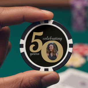 Lot De Jeton De Poker Black & Gold 50 Photo Cinquante ans 50e anniversai