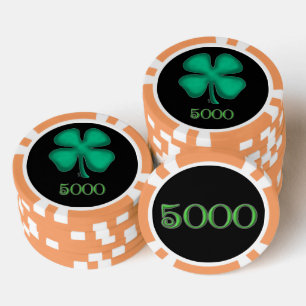 Lot De Jeton De Poker Black Irish orange 5000 puce de poker rayé
