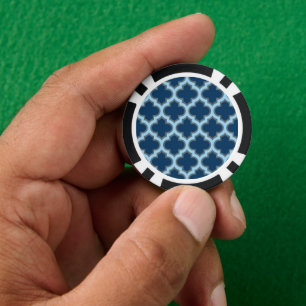 Lot De Jeton De Poker Bleu et Bébé Bleu Trellis, treillis, Quatrefoil