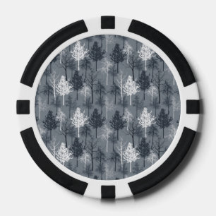 Lot De Jeton De Poker Bleu marine et arbres blancs