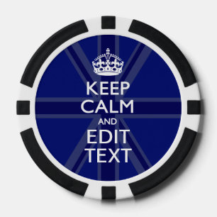 Lot De Jeton De Poker Bleu Minuit Gardez Le Calme Demandez Votre Texte U