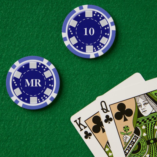 Lot De Jeton De Poker Bleu monogramme 10 (Table de poker (double))